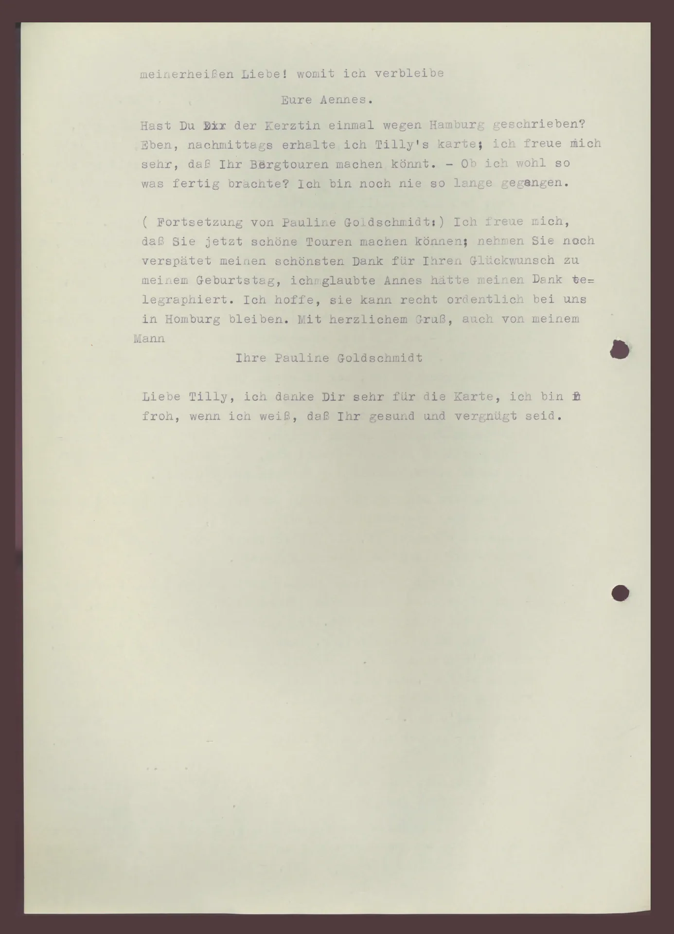 Brief (Transkript) von Anna Edinger an Elisabeth H. Winterhalter, 30. und 31. August 1898