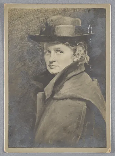 Ottilie W. Roederstein, Selbstbildnis mit Hut und Mantel, Gemälde, 1903