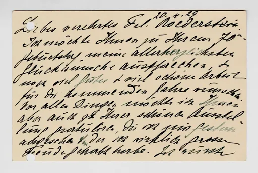 Brief von Pauline Kowarzik an Ottilie W. Roederstein, 20. April 1929