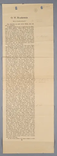 Ottilie W. Roederstein, Mein Lebenslauf, 1929