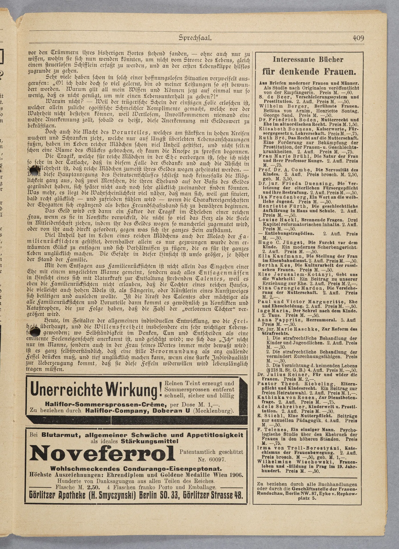 Elisabeth Mentzel und Julia Virginia Laengsdorff, Frankfurt a. M. und seine Frauen, in: Frauen-Rundschau, Jahrgang 8, Heft 14 [1907]