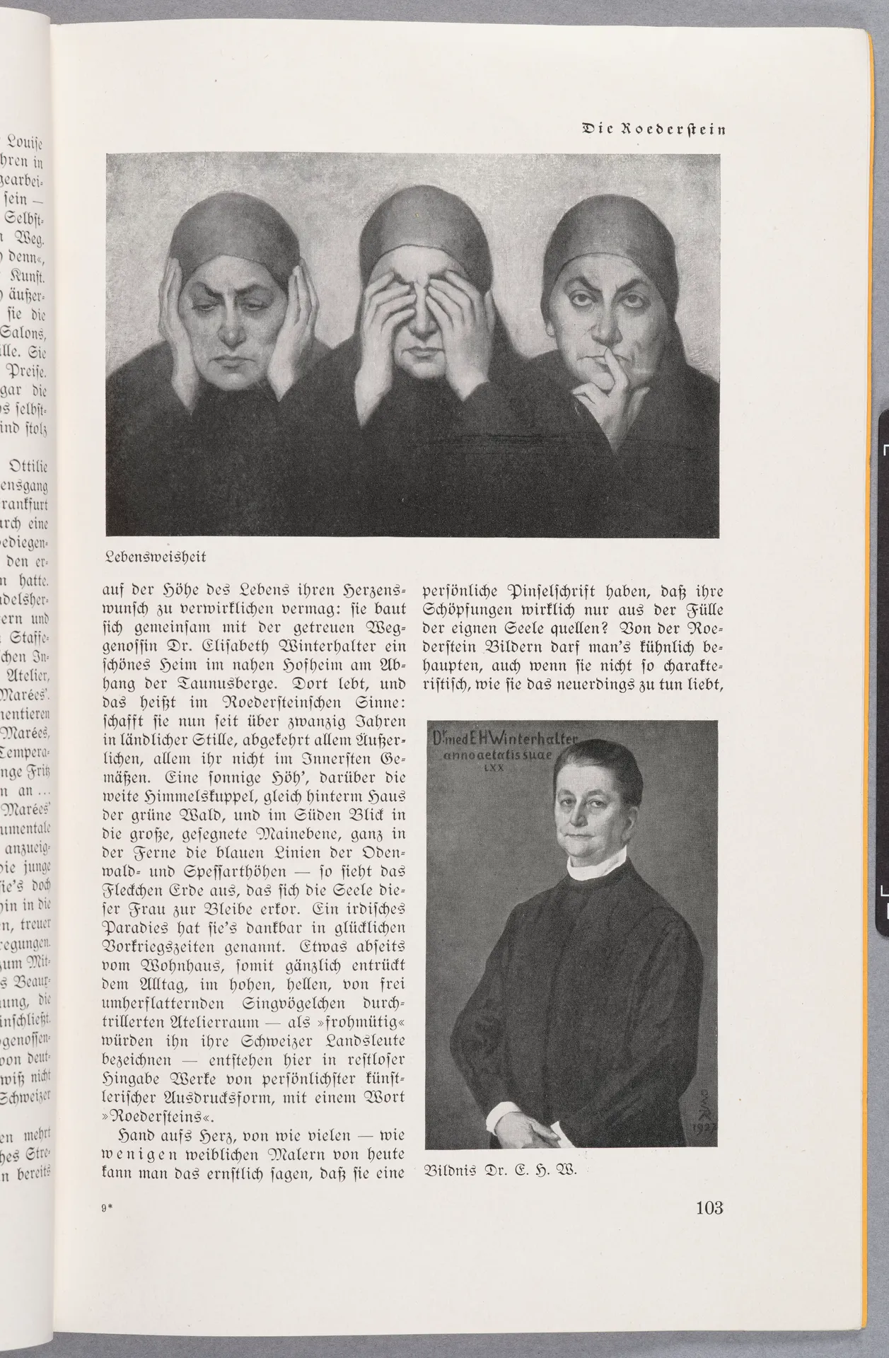 Julia Virginia Laengsdorff, Die Roederstein, in: Westermanns Monatshefte, Sonderabdruck aus dem 74. Jahrgang, September 1929 bis August 1930