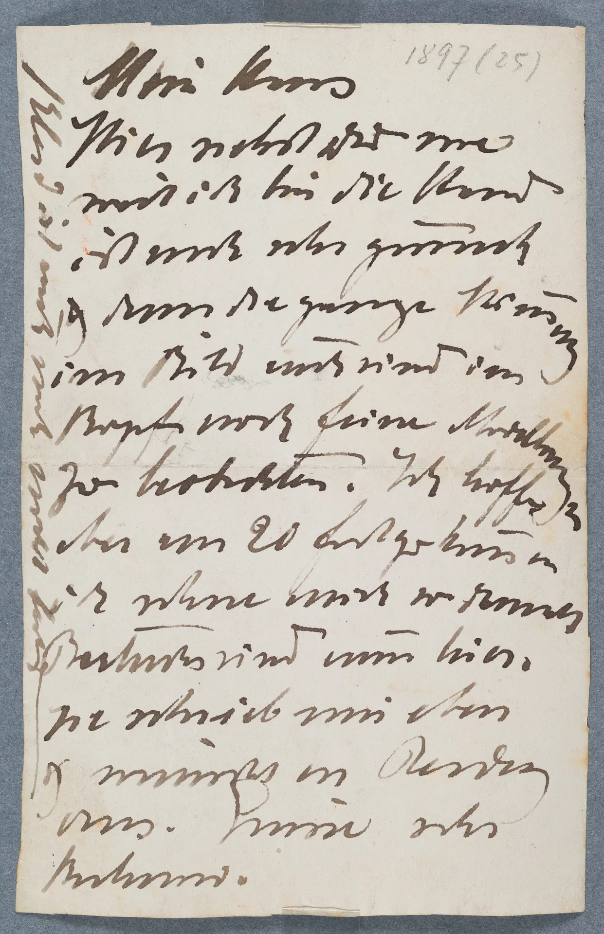 Brief von Ottilie W. Roederstein an Elisabeth H. Winterhalter auf einer Fotografie ihres unfertigen Gemäldes Mädchen mit der Blume