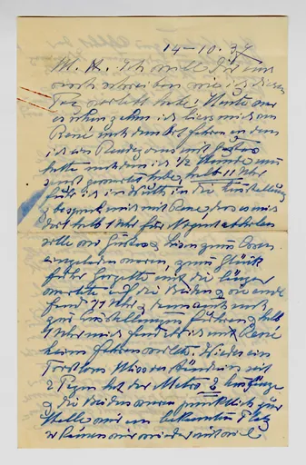 Brief von Ottilie W. Roederstein an Elisabeth H. Winterhalter, 14. Oktober 1937