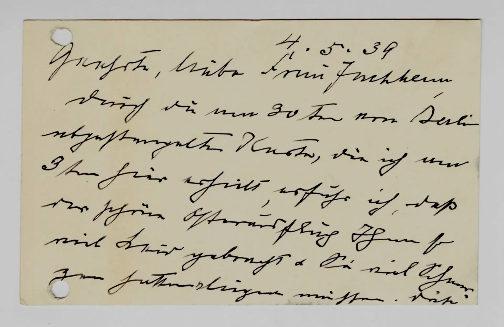 Brief von Emma Kopp an Carli Jughenn, 4. Mai 1939