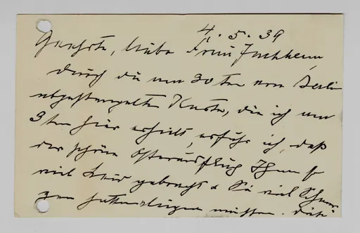 Brief von Emma Kopp an Carli Jughenn, 4. Mai 1939