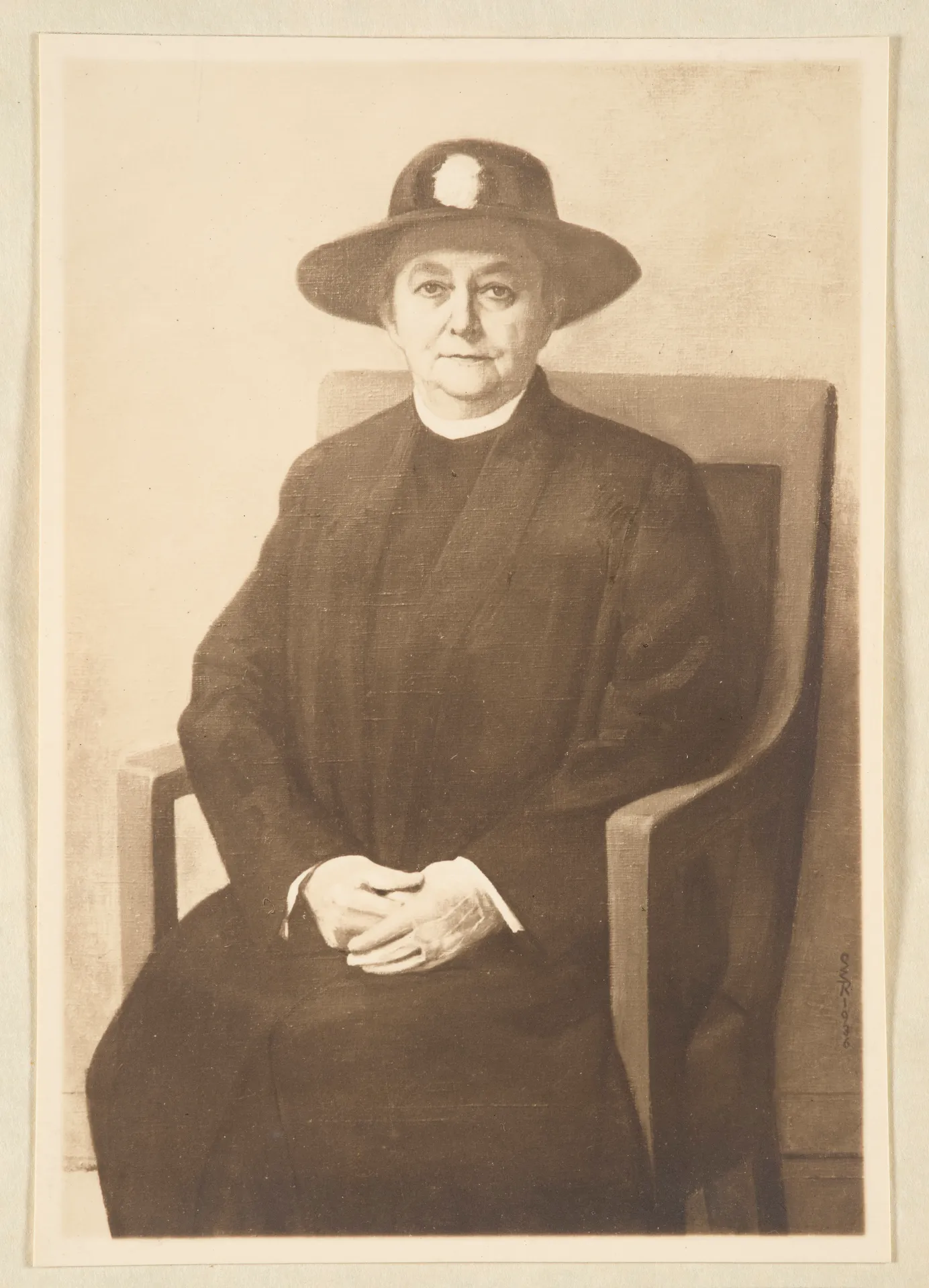 Ottilie W. Roederstein, Dr. Elisabeth H. Winterhalter im Sessel mit Glacéhandschuhen, Gemälde, 1936