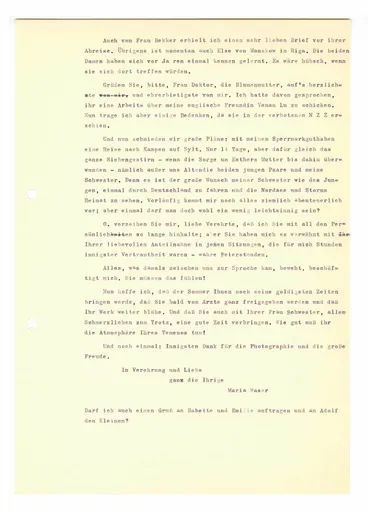 Brief (Transkript) von Maria Waser an Ottilie W. Roederstein, 22. Juli 1937