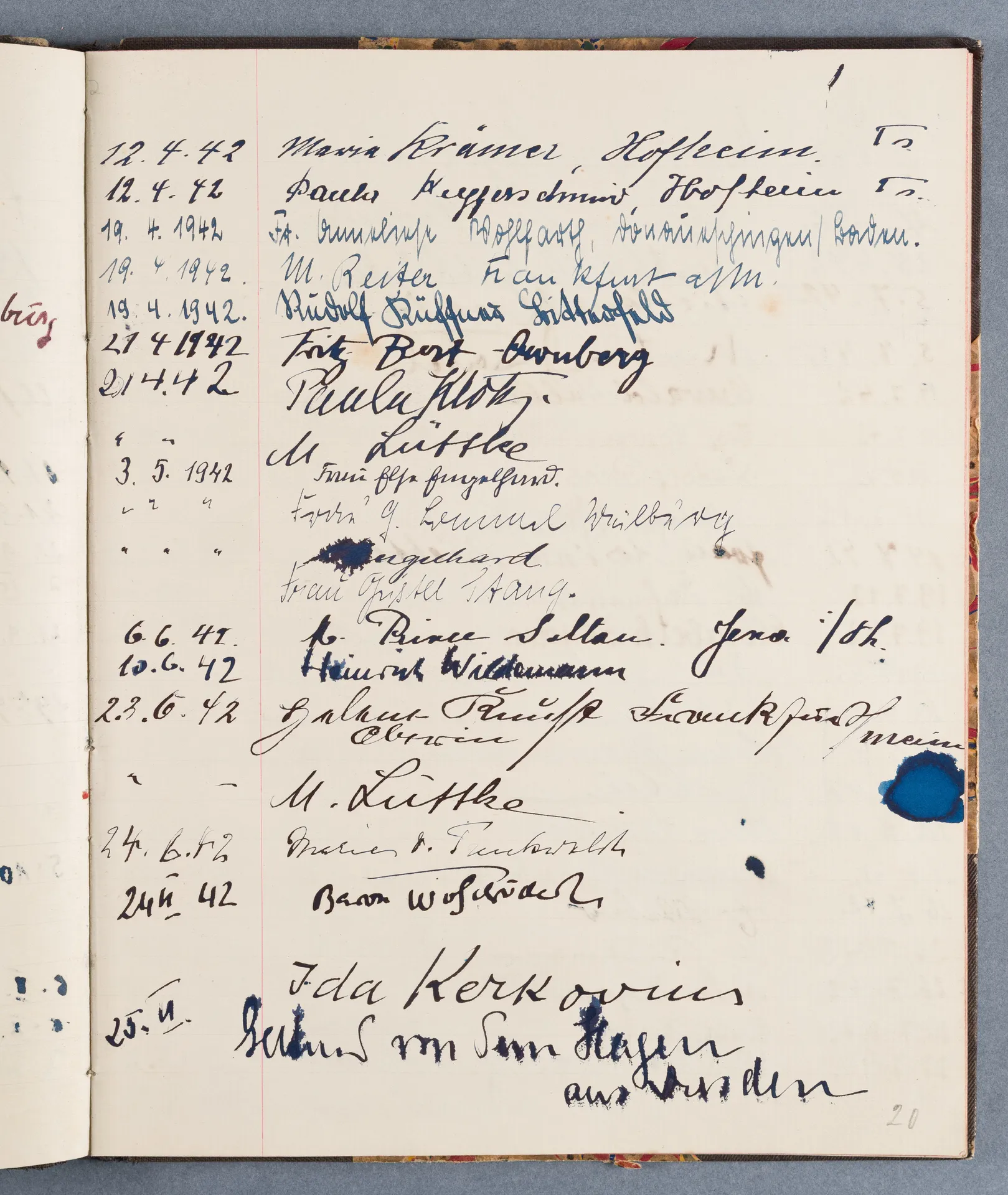Besucherbuch des Ateliers von Ottilie W. Roederstein in Hofheim am Taunus