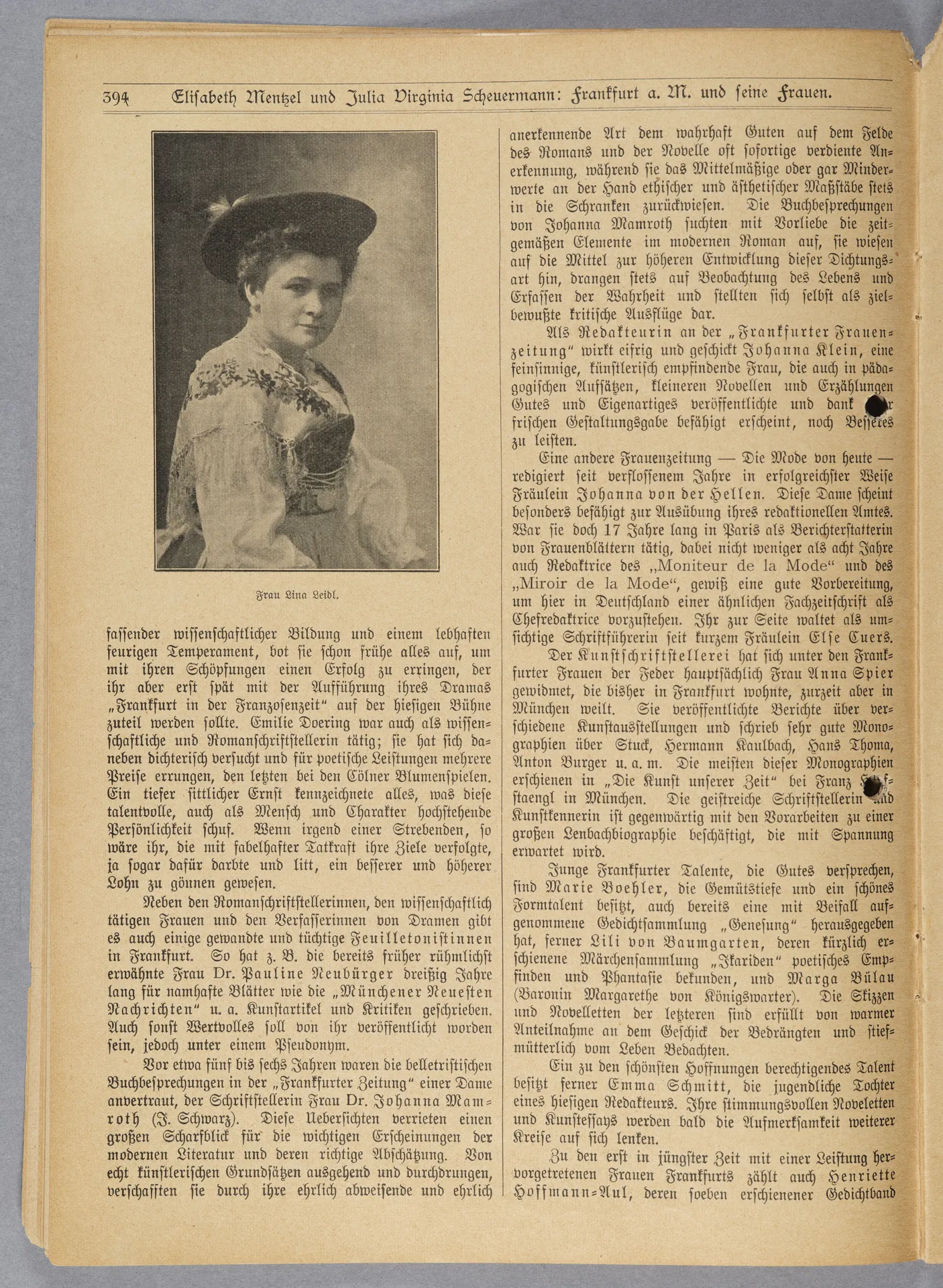 Elisabeth Mentzel und Julia Virginia Laengsdorff, Frankfurt a. M. und seine Frauen, in: Frauen-Rundschau, Jahrgang 8, Heft 14 [1907]