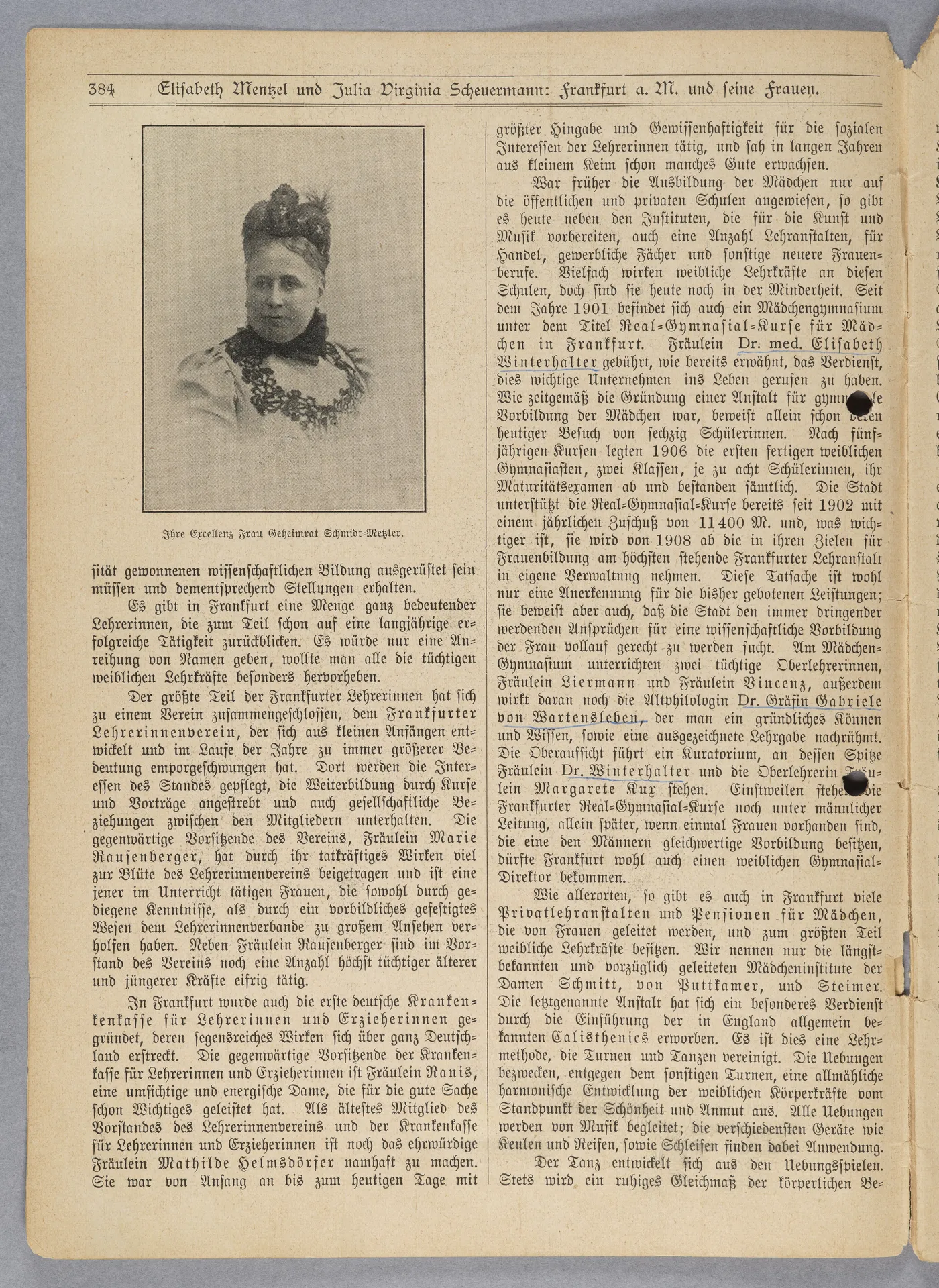 Elisabeth Mentzel und Julia Virginia Laengsdorff, Frankfurt a. M. und seine Frauen, in: Frauen-Rundschau, Jahrgang 8, Heft 14 [1907]