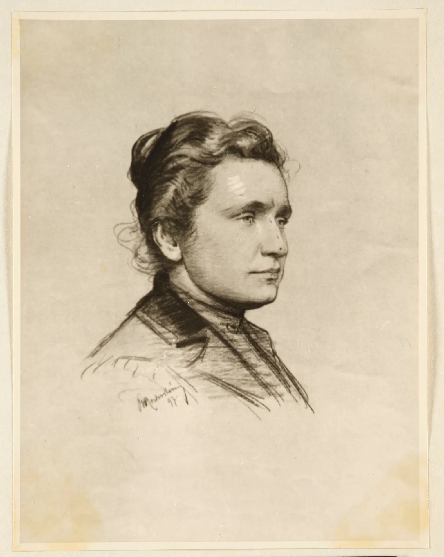 Ottilie W. Roederstein, Selbstbildnis, Zeichnung, 1897