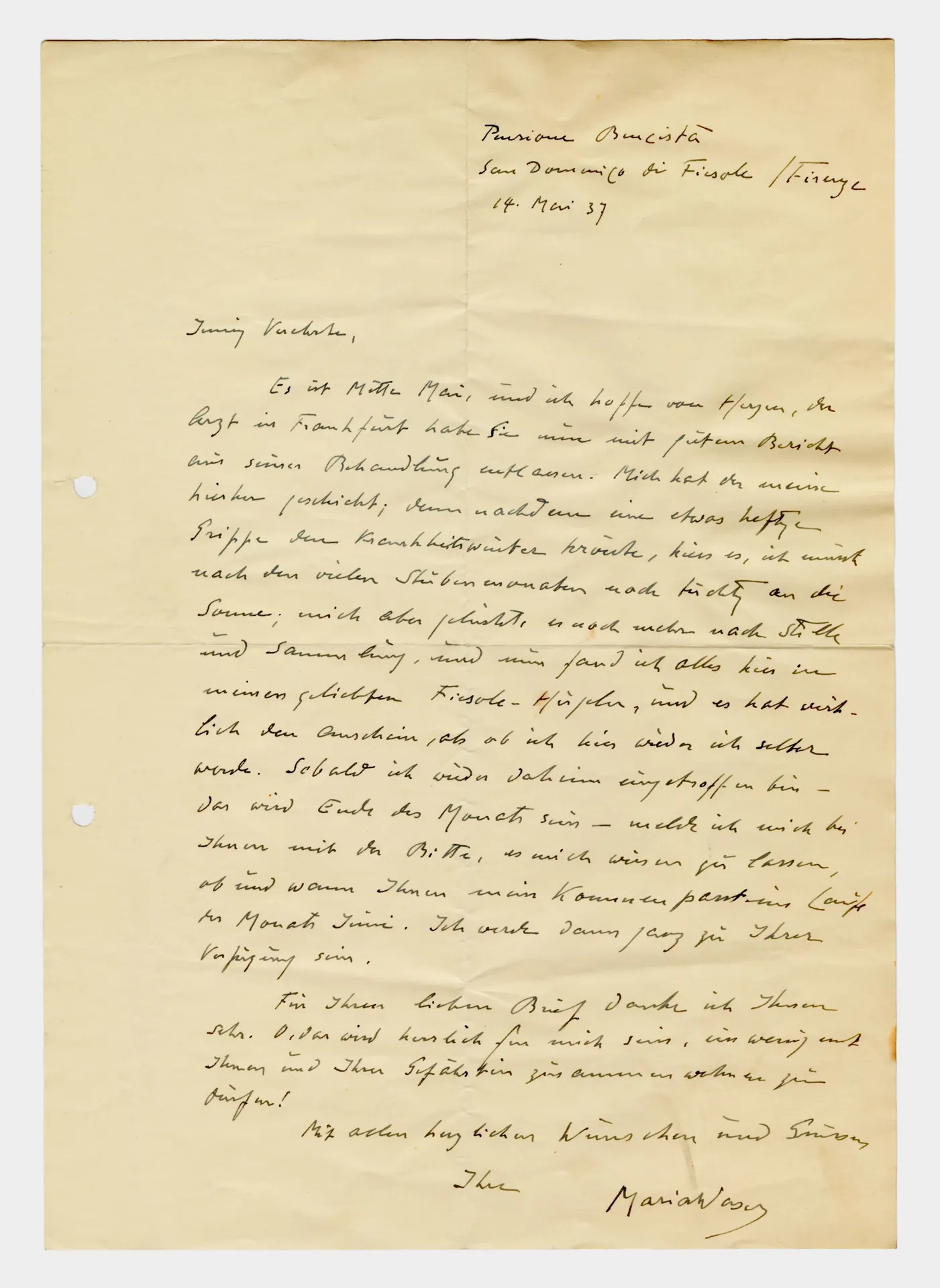 Brief von Maria Waser an Ottilie W. Roederstein, 14. Mai 1937