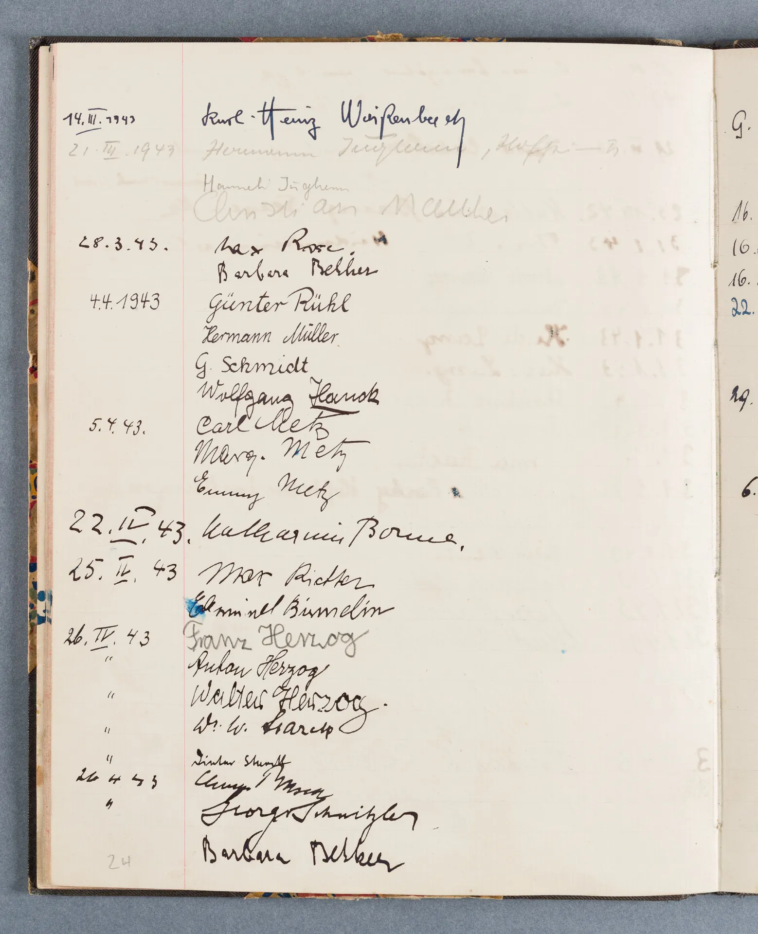 Besucherbuch des Ateliers von Ottilie W. Roederstein in Hofheim am Taunus
