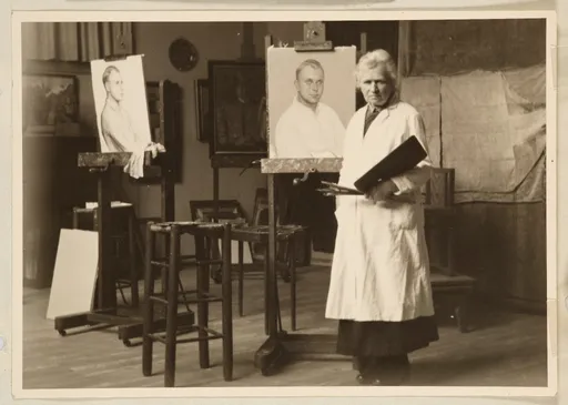 Ottilie W. Roederstein in ihrem Atelier, Hofheim am Taunus