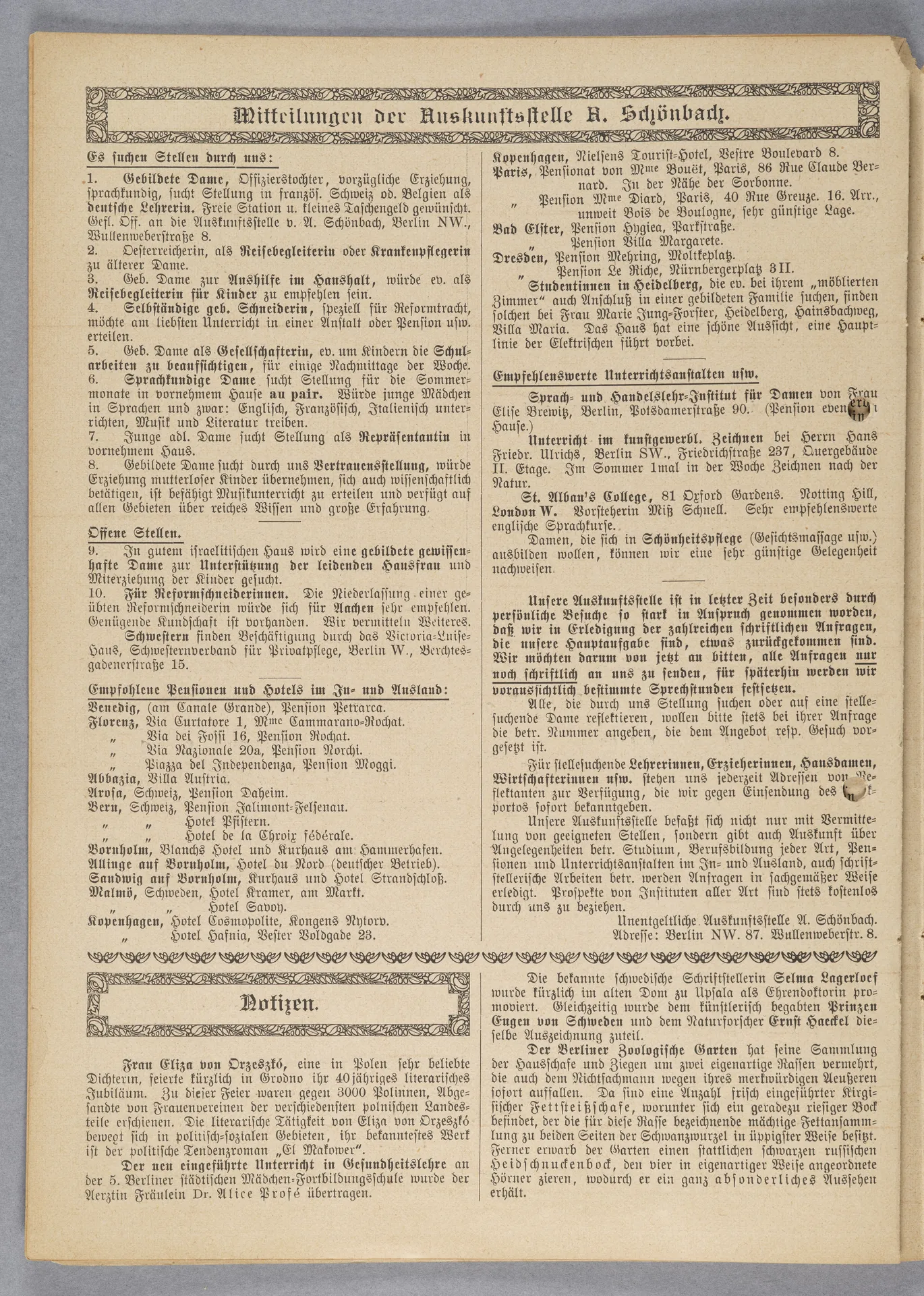 Elisabeth Mentzel und Julia Virginia Laengsdorff, Frankfurt a. M. und seine Frauen, in: Frauen-Rundschau, Jahrgang 8, Heft 14 [1907]