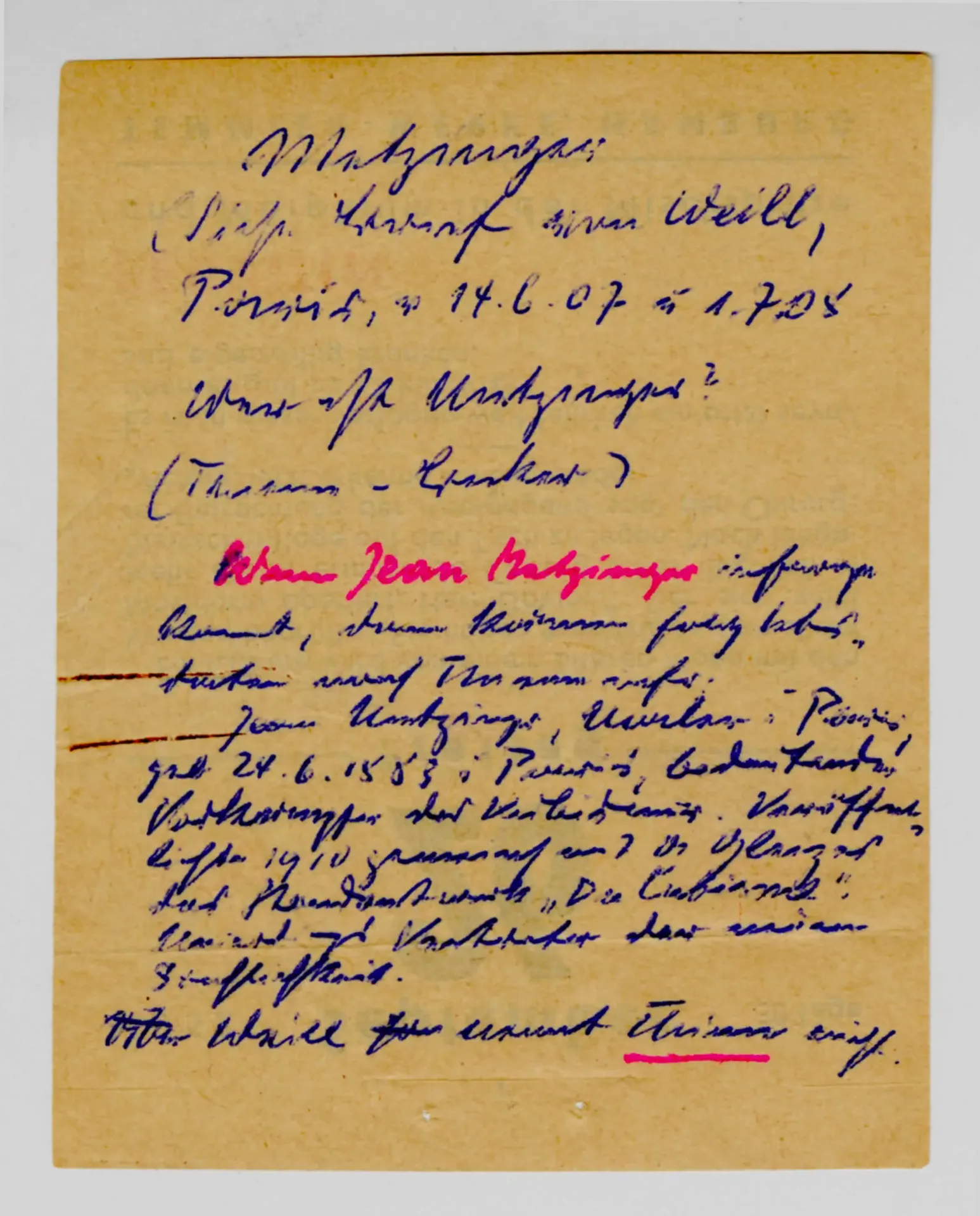Brief von Berthe Weill an Ottilie W. Roederstein, 1. September 1908