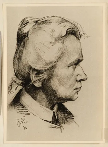 Ottilie W. Roederstein, Selbstbildnis, Zeichnung, 1926