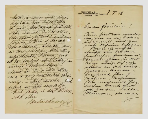 Brief von Josef und Pauline Kowarzik an Ottilie W. Roederstein, 8. Mai 1908