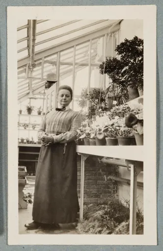 Elisabeth H. Winterhalter in ihrem Gewächshaus, Hofheim am Taunus