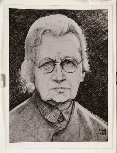 Ottilie W. Roederstein, Selbstbildnis mit Brille, Zeichnung, 1935