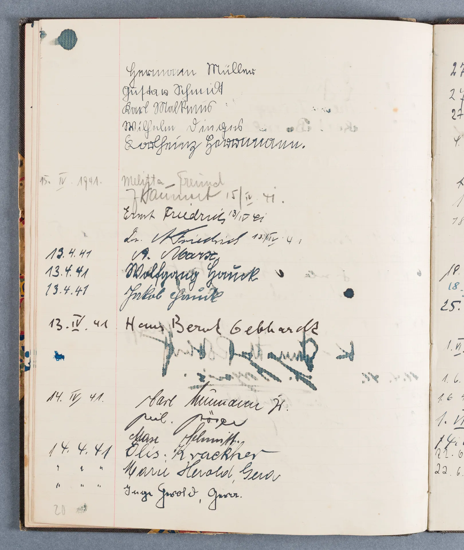 Besucherbuch des Ateliers von Ottilie W. Roederstein in Hofheim am Taunus