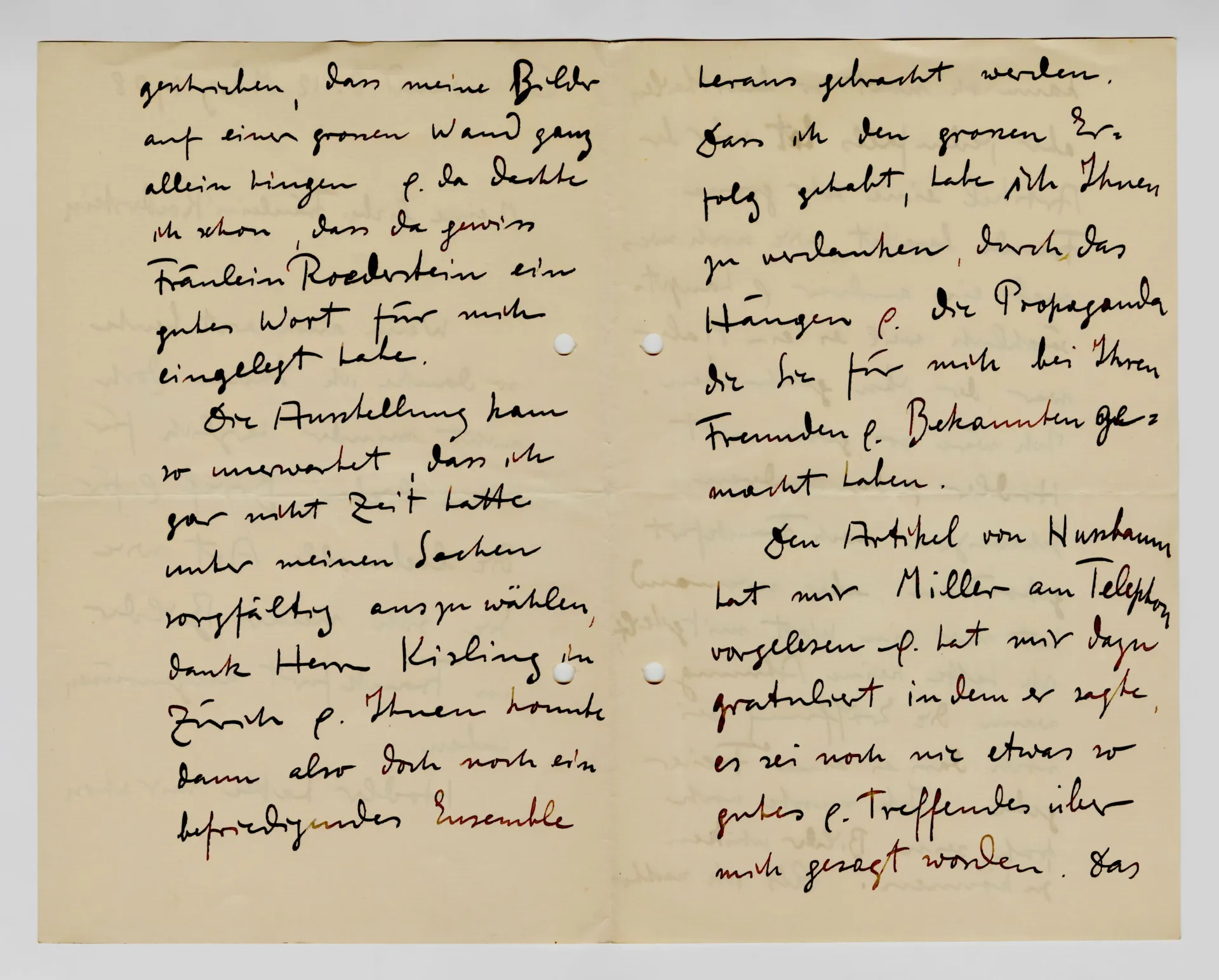 Brief von Cuno Amiet an Ottilie W. Roederstein, 12. März 1908