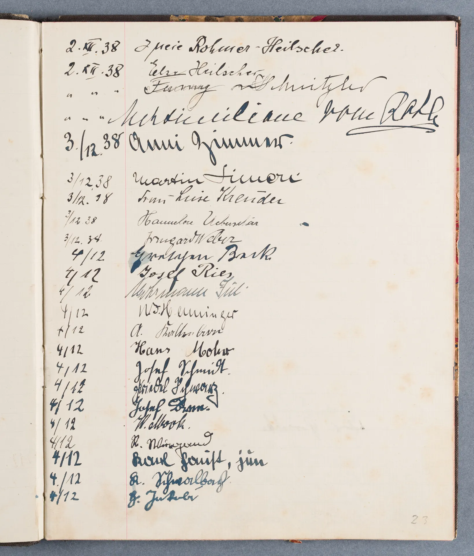 Besucherbuch des Ateliers von Ottilie W. Roederstein in Hofheim am Taunus
