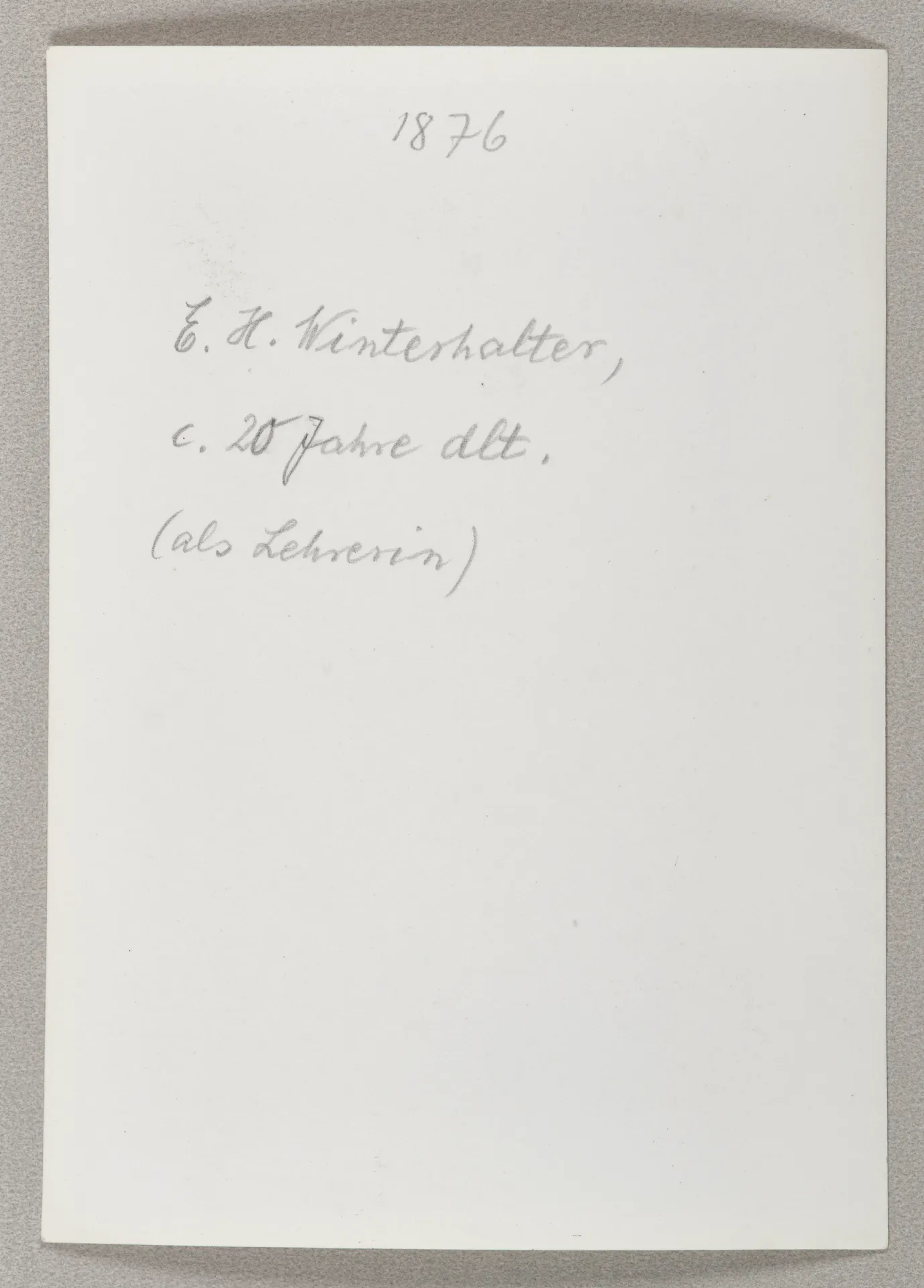 Elisabeth H. Winterhalter als Lehrerin