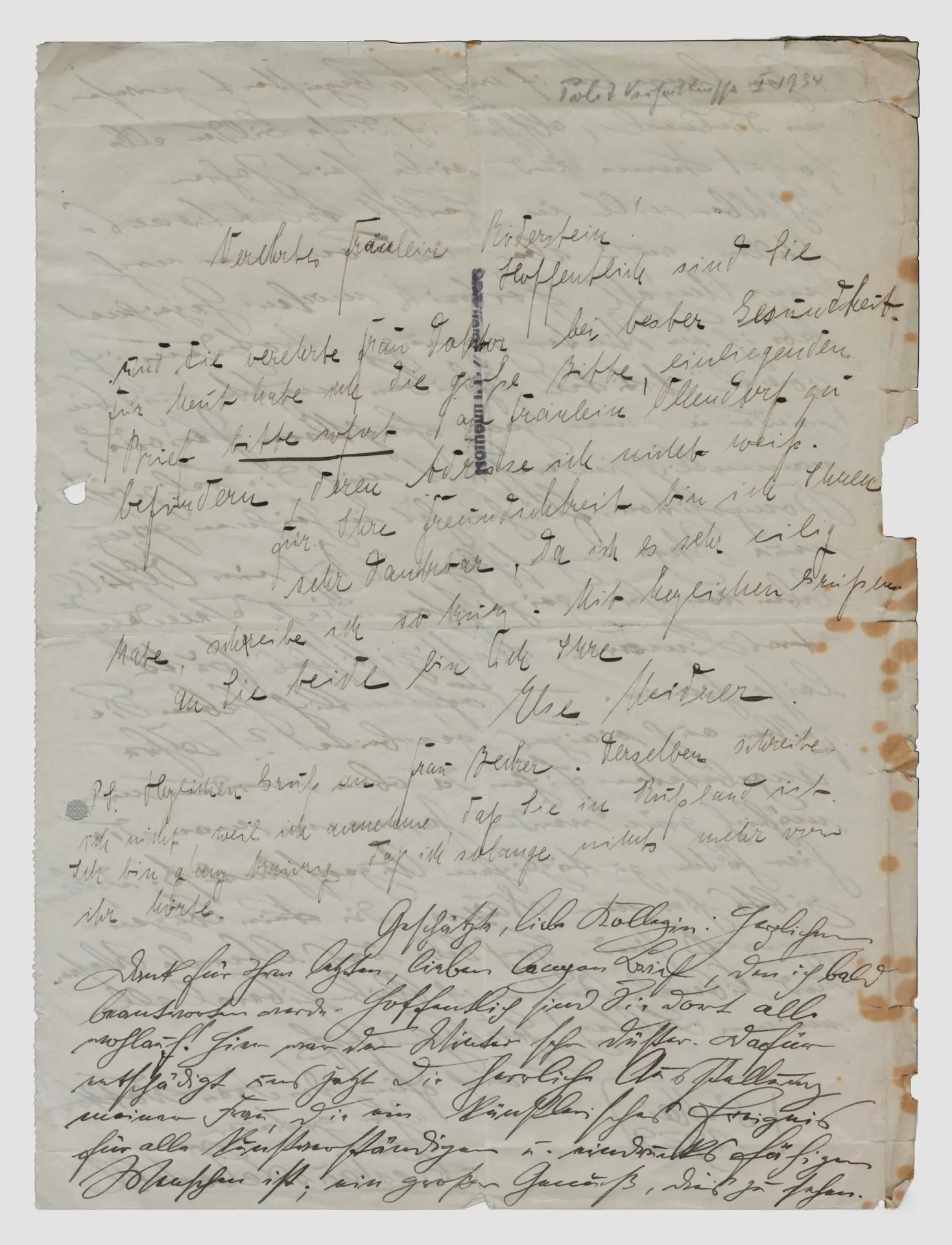 Brief von Else und Ludwig Meidner an Ottilie W. Roederstein, 8. Mai 1932