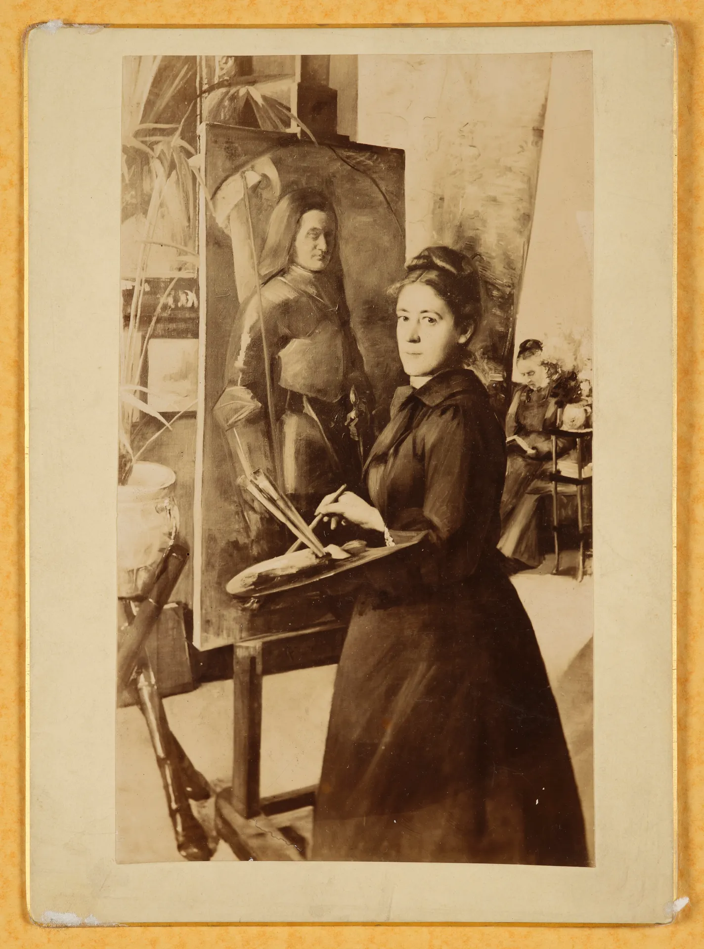 Ottilie W. Roederstein, Madeleine Smith vor der Staffelei, Gemälde, um 1890