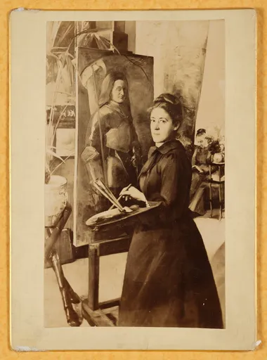 Ottilie W. Roederstein, Madeleine Smith vor der Staffelei, Gemälde, um 1890