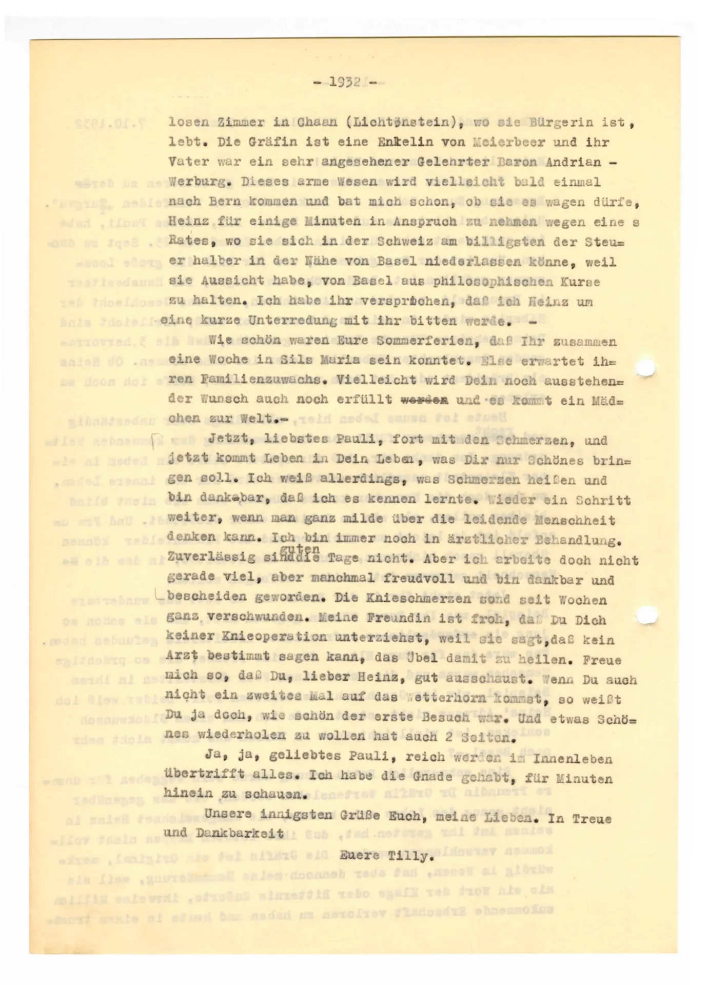 Brief (Transkript) von Ottilie W. Roederstein an Heinrich und Paula Häberlin, 7. Oktober 1932