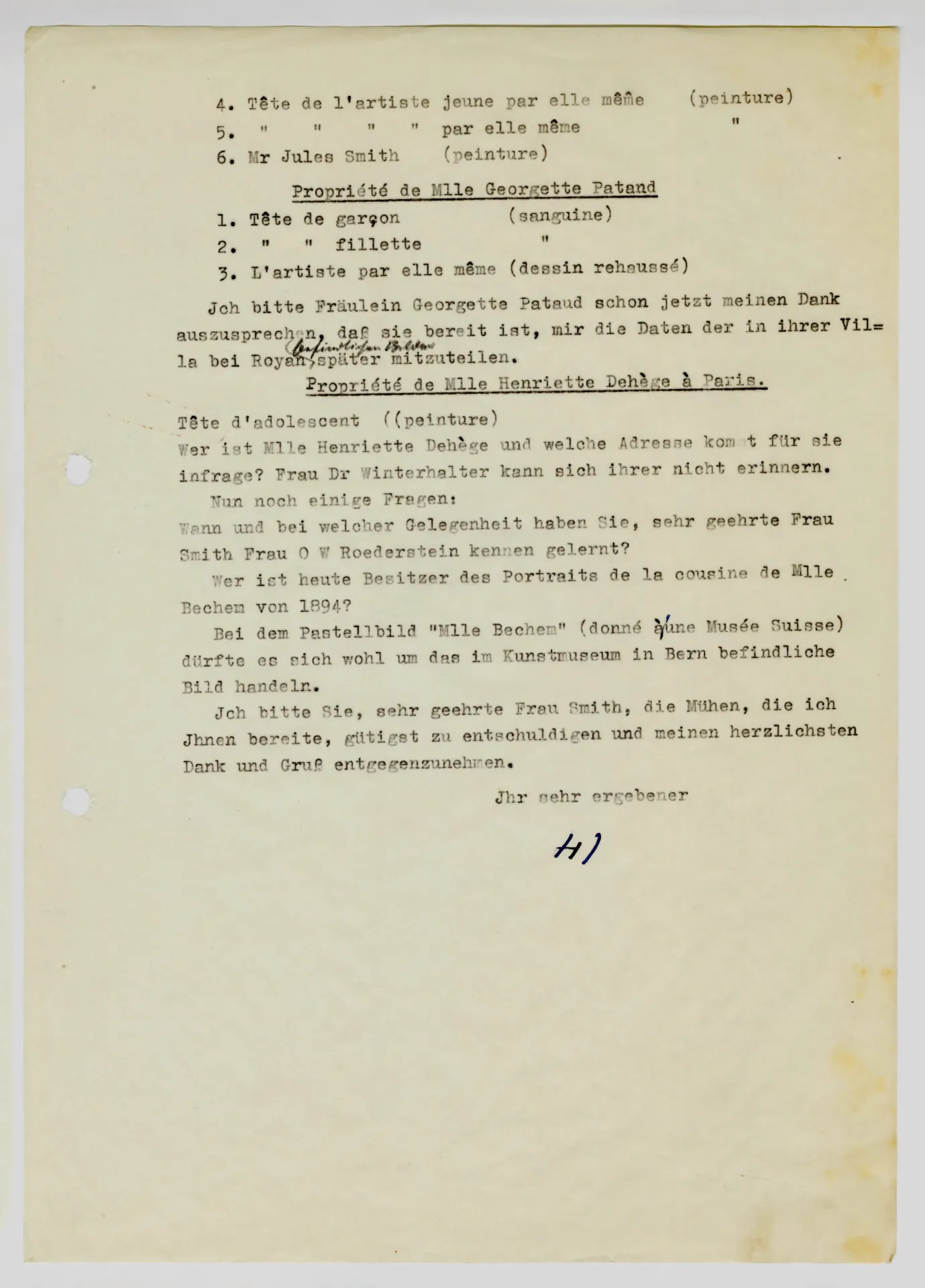 Brief von Hermann Jughenn an Jeanne Smith, 19. November 1941