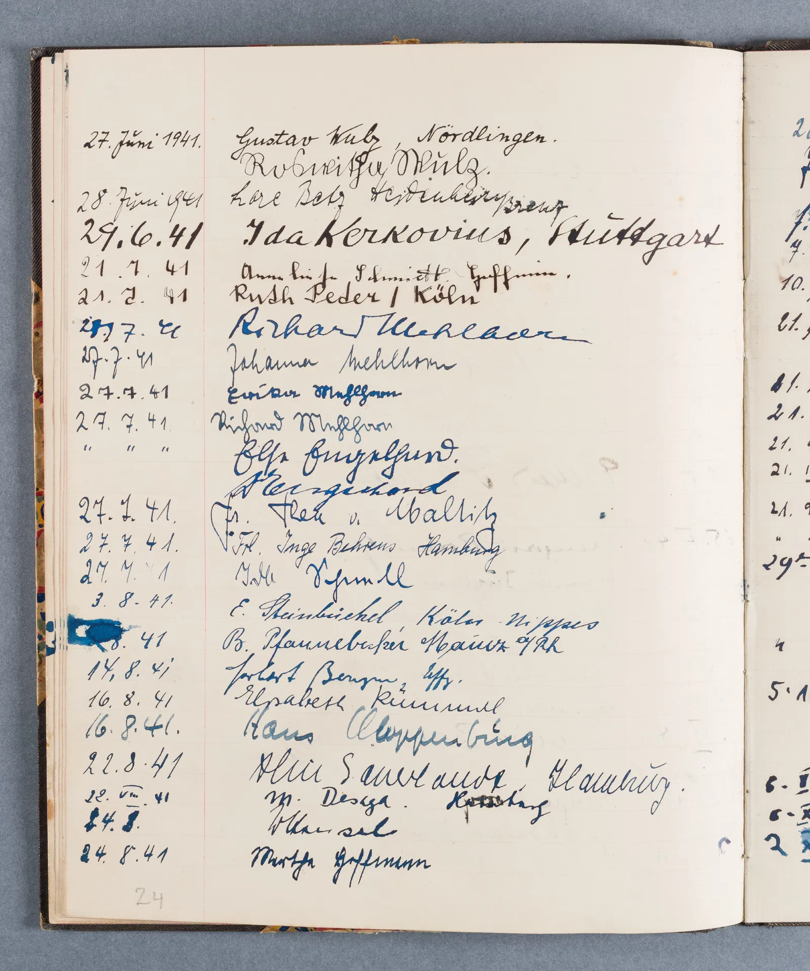 Besucherbuch des Ateliers von Ottilie W. Roederstein in Hofheim am Taunus