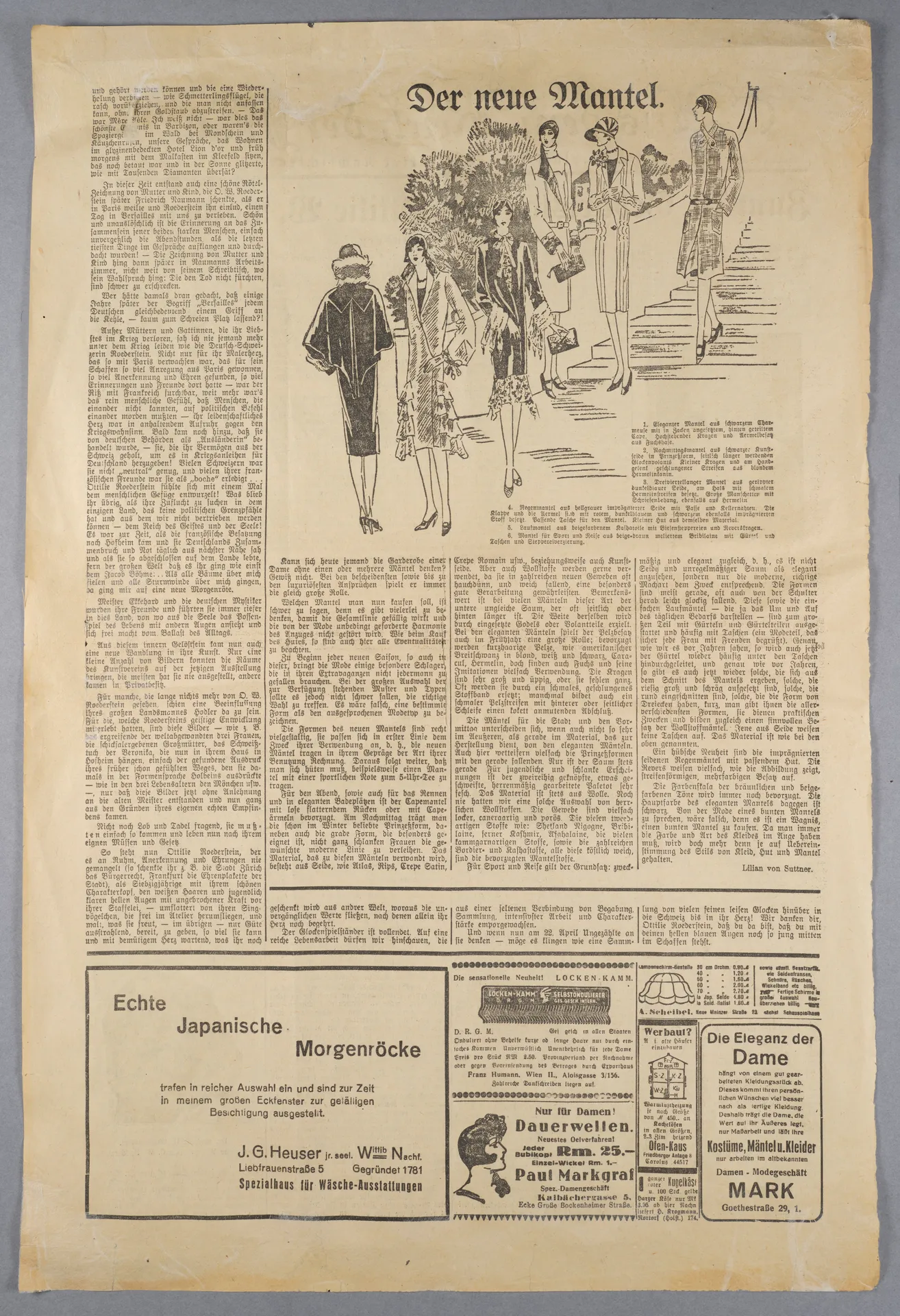 Mathilde Battenberg, Zum 70. Geburtstag von Ottilie W. Roederstein, in: Aus dem Reich der Frau, 4. Beiblatt der Frankfurter Nachrichten, 21. April 1929