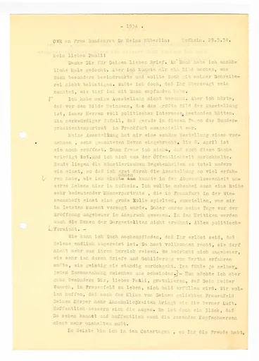 Brief (Transkript) von Ottilie W. Roederstein an Paula Häberlin, 29. März 1934