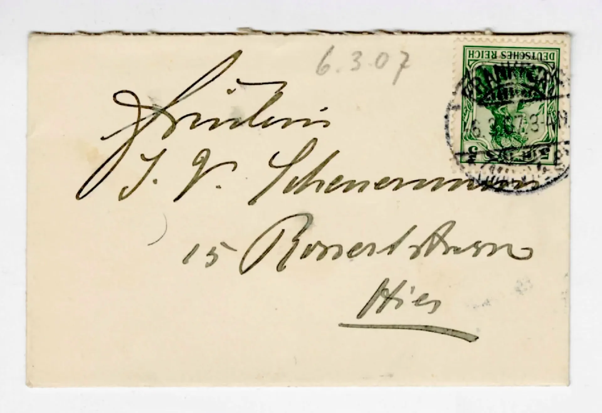 Brief von Ottilie W. Roederstein an Julia Virginia Scheuermann, 6. März 1907