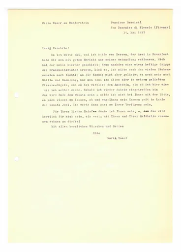 Brief (Transkript) von Maria Waser an Ottilie W. Roederstein, 14. Mai 1937