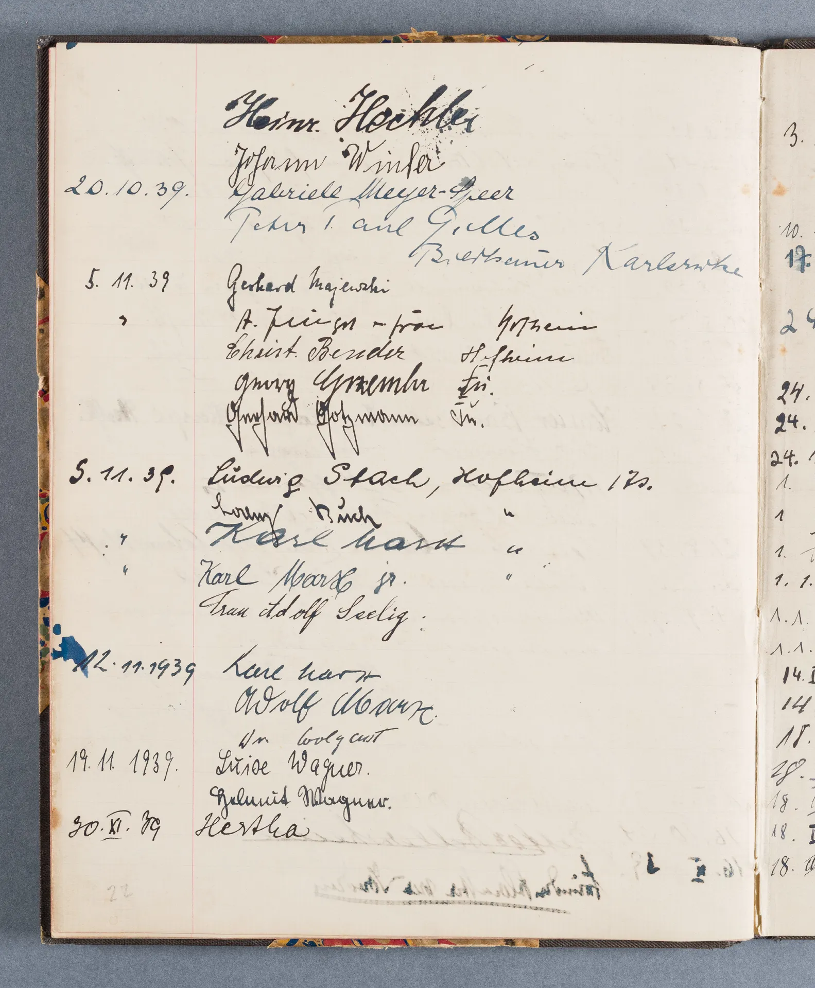 Besucherbuch des Ateliers von Ottilie W. Roederstein in Hofheim am Taunus