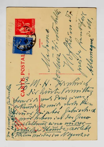 Postkarte von Ottilie W. Roederstein an Elisabeth H. Winterhalter, 13. Oktober 1937