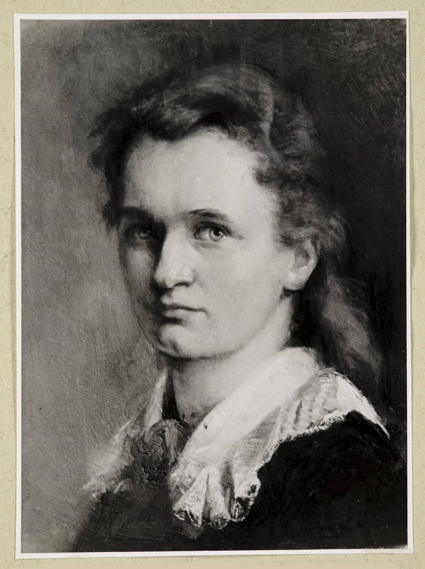 Ottilie W. Roederstein, Selbstbildnis mit weißem Spitzenkragen, Gemälde, 1881