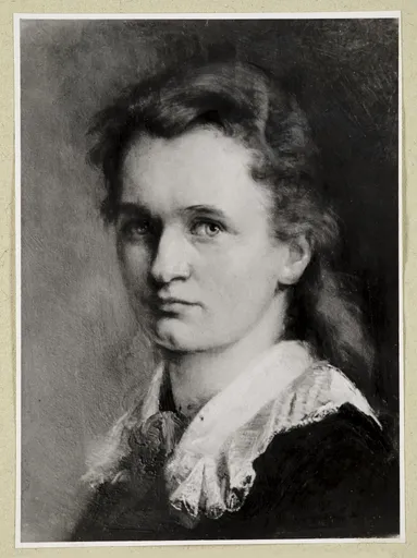 Ottilie W. Roederstein, Selbstbildnis mit weißem Spitzenkragen, Gemälde, 1881