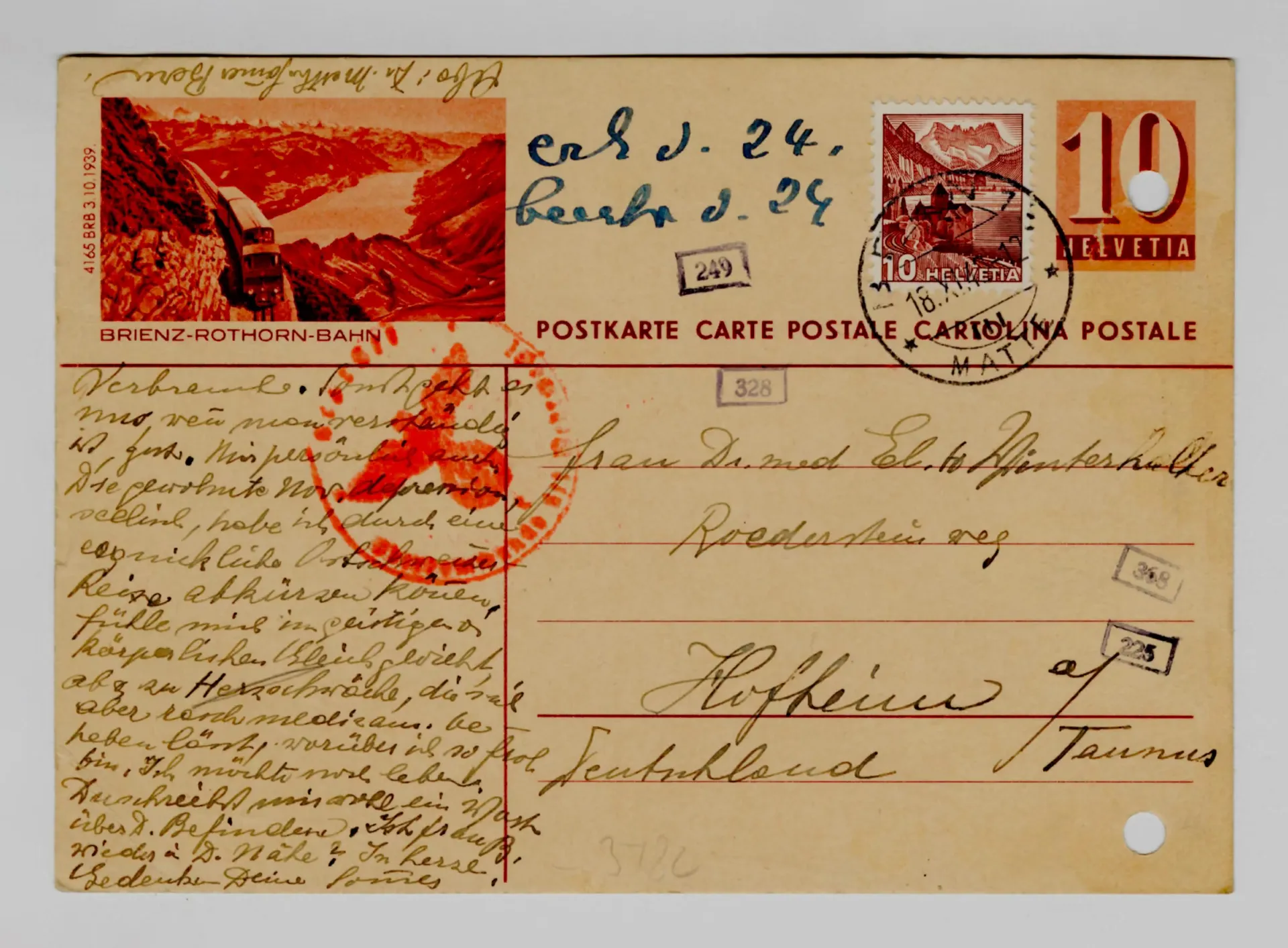 Postkarte von Martha Sommer an Elisabeth H. Winterhalter, 18. November 1942