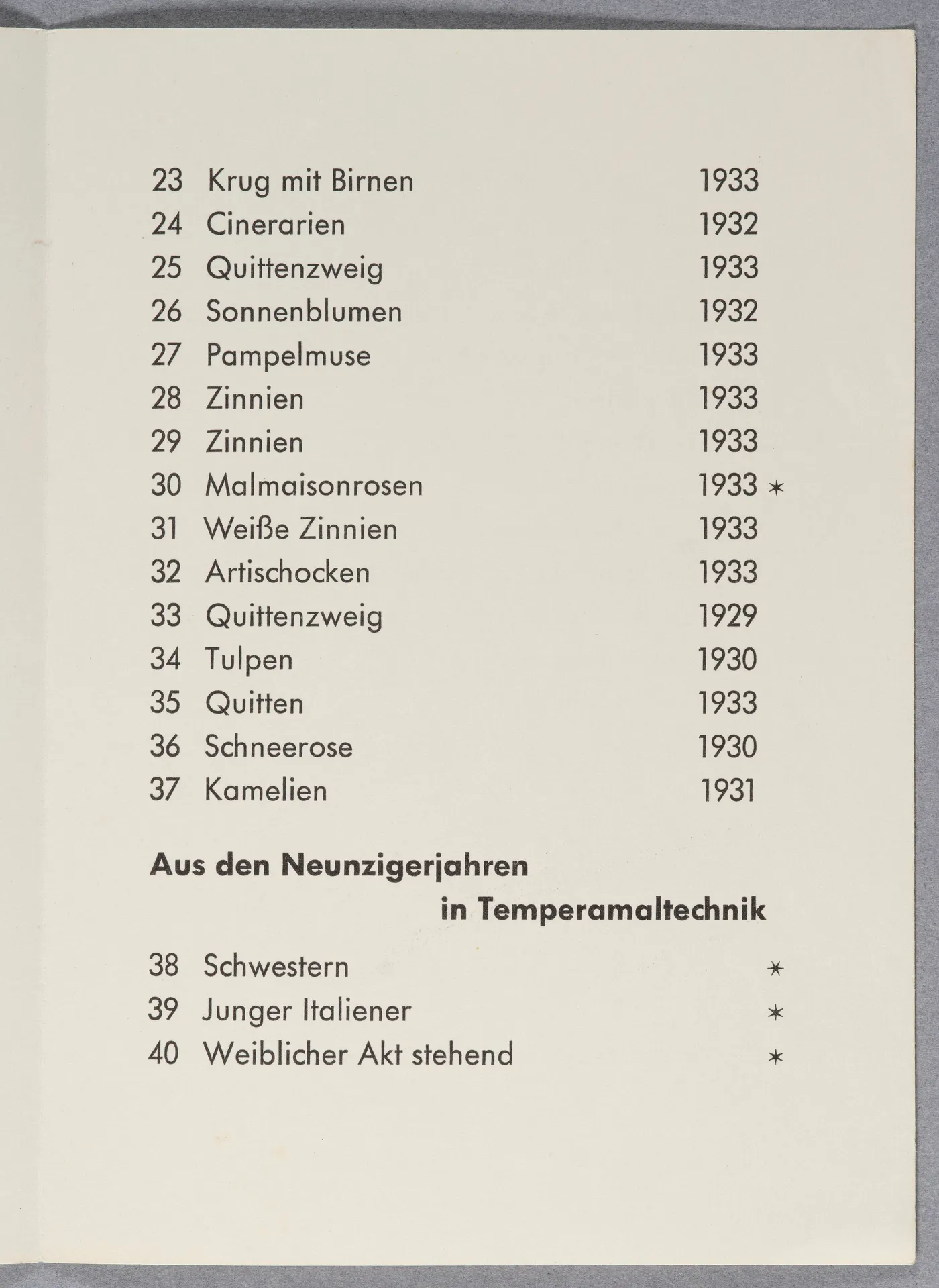Ottilie W. Roederstein. Ausstellung aus Anlass ihres 75. Geburtstages