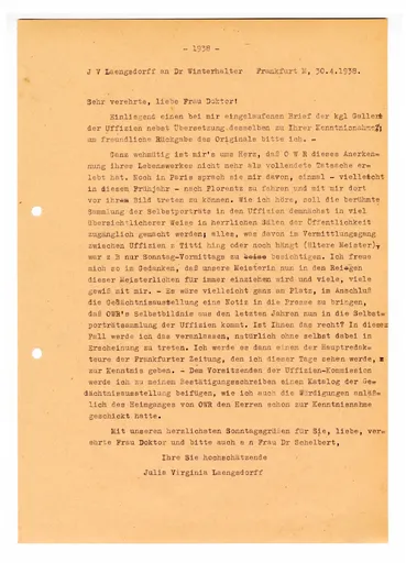 Brief (Transkript) von Julia Virginia Laengsdorff an Elisabeth H. Winterhalter, 30. April 1938