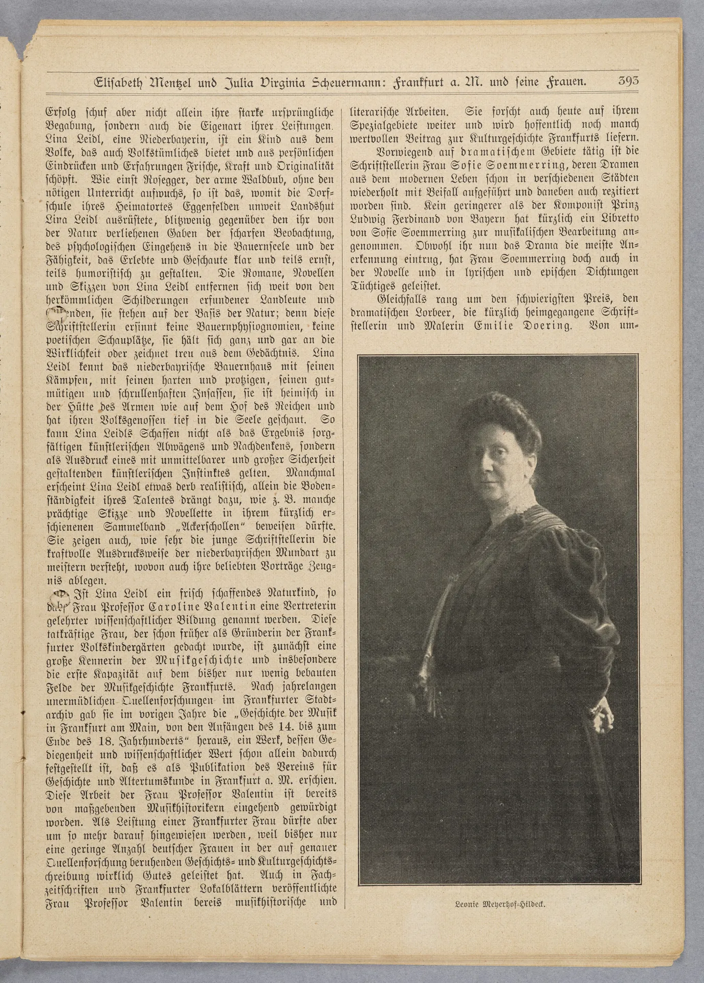 Elisabeth Mentzel und Julia Virginia Laengsdorff, Frankfurt a. M. und seine Frauen, in: Frauen-Rundschau, Jahrgang 8, Heft 14 [1907]