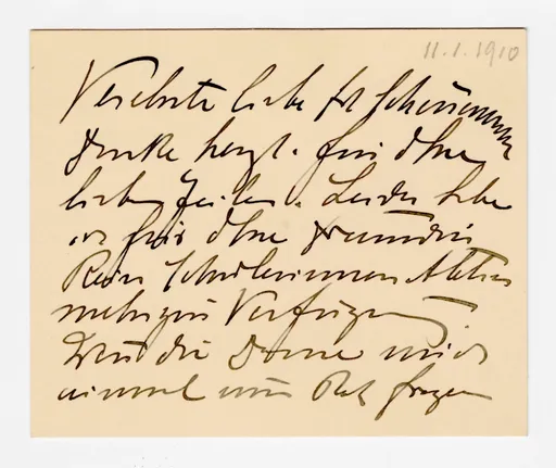 Brief von Ottilie W. Roederstein an Julia Virginia Scheuermann, 11. Januar 1910