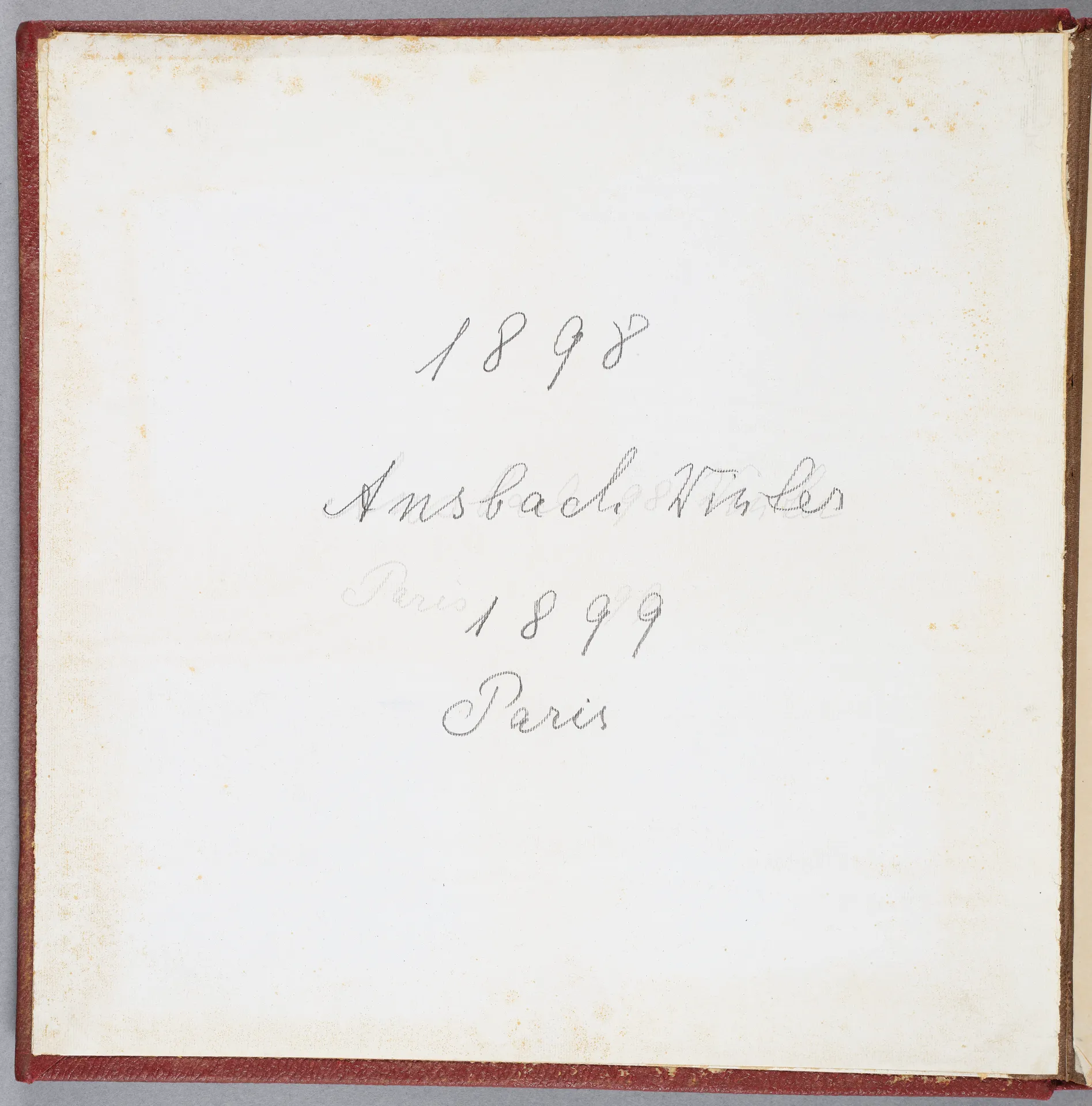 Fotoalbum: 1898 Ansbach Winter 1899 Paris, Seite 1 (Deckelinnenseite)