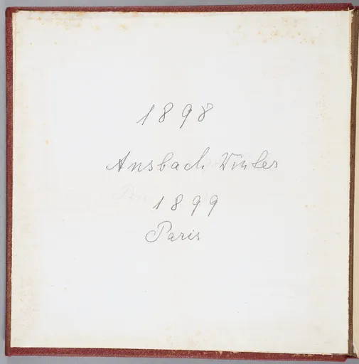 Fotoalbum: 1898 Ansbach Winter 1899 Paris, Seite 1 (Deckelinnenseite)
